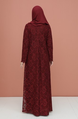 Weinrot Hijab-Abendkleider 3001-04
