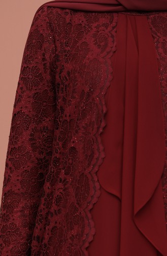 Weinrot Hijab-Abendkleider 3001-04