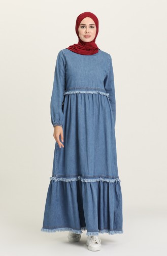 Jeansblau Hijab Kleider 0053-01
