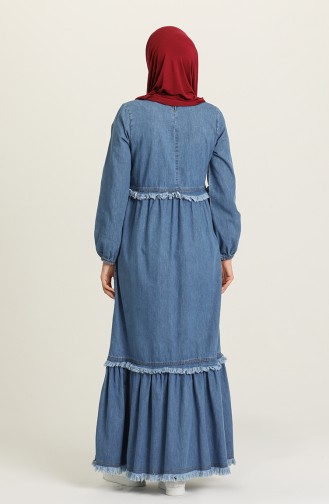 Jeansblau Hijab Kleider 0053-01