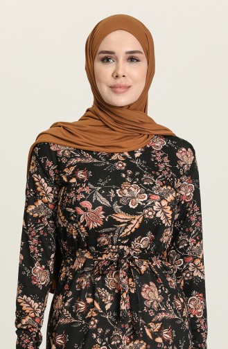 Schwarz Hijab Kleider 1052-02