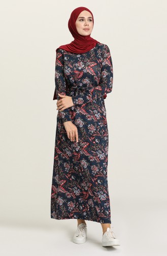 Navy Blue Hijab Dress 1052-03