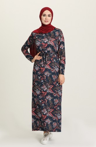 Dunkelblau Hijab Kleider 1052-03