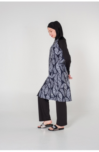 Schwarz Hijab Badeanzug 7020-01