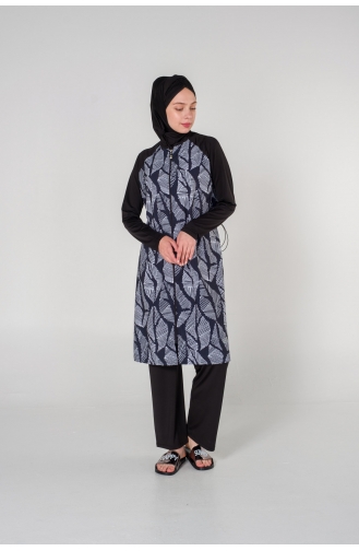 Schwarz Hijab Badeanzug 7020-01