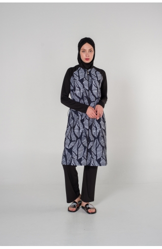 Schwarz Hijab Badeanzug 7020-01