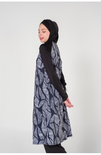 Schwarz Hijab Badeanzug 7020-01