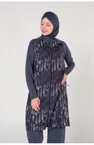 Rauchgrau Hijab Badeanzug 7025-01