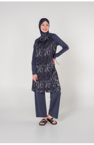 Rauchgrau Hijab Badeanzug 7025-01
