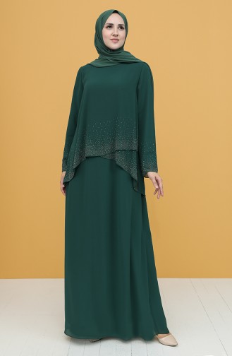 Grün Hijab-Abendkleider 3007-02