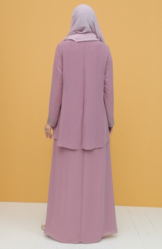 Dusty Rose Hijab Evening Dress 3007-03