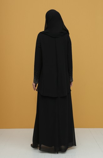 Black Hijab Evening Dress 3007-04