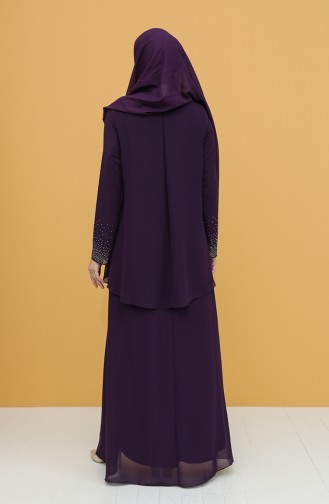 Purple Hijab Evening Dress 3007-05