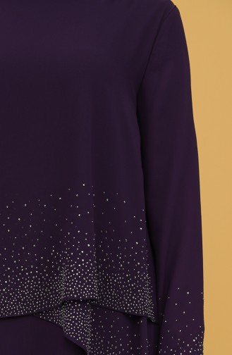 Purple Hijab Evening Dress 3007-05