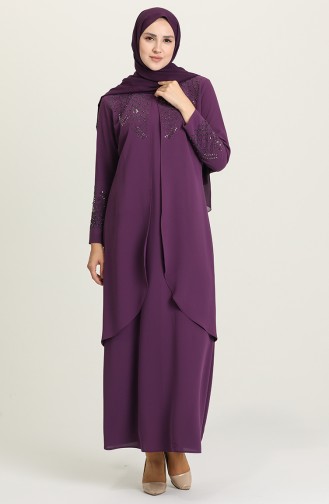 Purple Hijab Evening Dress 2021-08