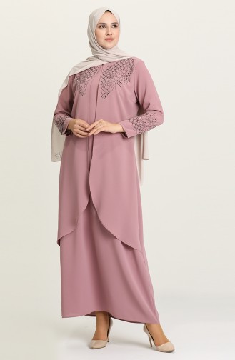 Powder Hijab Evening Dress 2021-10