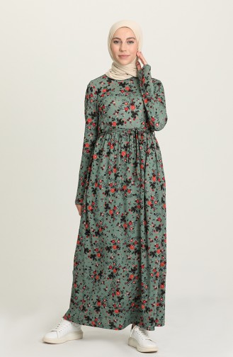 Khaki Hijab Dress 1031A-01