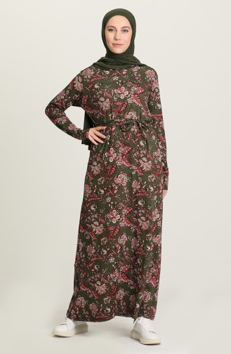 Khaki Hijab Dress 1052-01