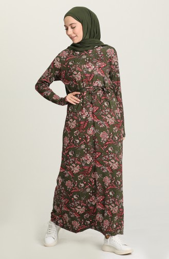 Khaki Hijab Dress 1052-01