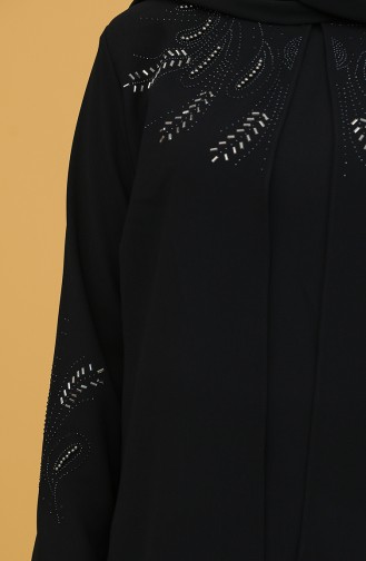 Büyük Beden Taş İşlemeli Abiye Elbise 1922-01 Siyah