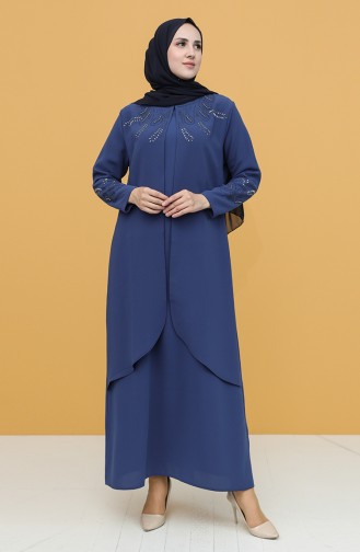 Indigo Hijab Evening Dress 1922-02