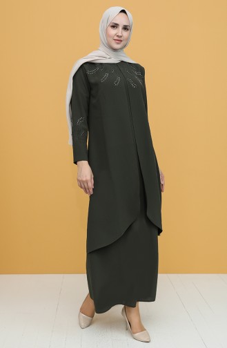 Khaki Hijab-Abendkleider 1922-03