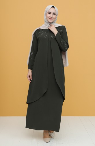 Khaki Hijab Evening Dress 1922-03