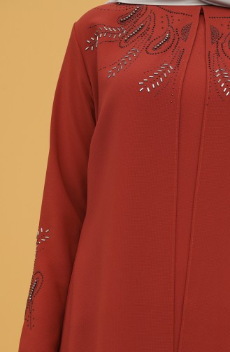 Ziegelrot Hijab-Abendkleider 1922-06