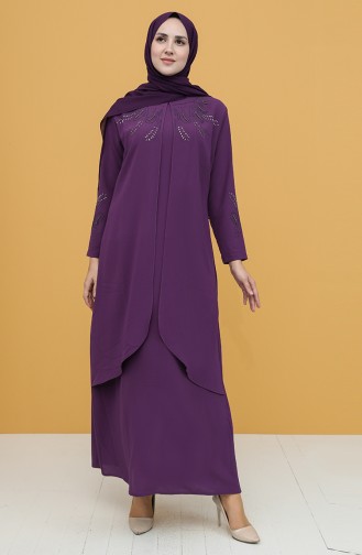 Dark Lilac Hijab Evening Dress 1922-08