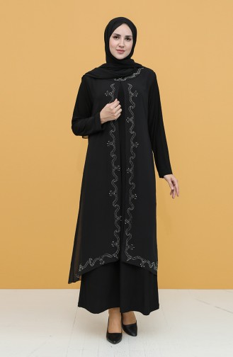 Black Hijab Evening Dress 5098-01