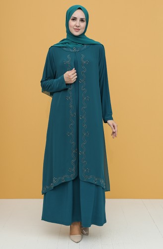 Petroleum Hijab-Abendkleider 5098-06