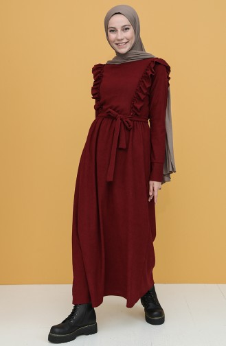 Claret Red Hijab Dress 5433-01