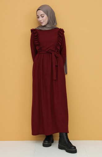 Claret Red Hijab Dress 5433-01