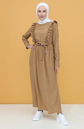Milk Coffee Hijab Dress 5433-02