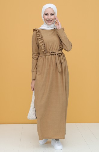Milk Coffee Hijab Dress 5433-02