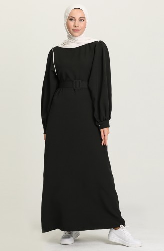 Schwarz Hijab Kleider 5384-01