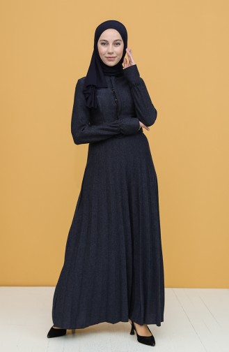 Navy Blue Hijab Dress 5426-02