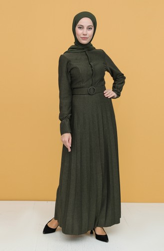 Khaki Hijab Dress 5426-03
