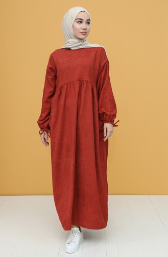 Brick Red Hijab Dress 22K8475-02