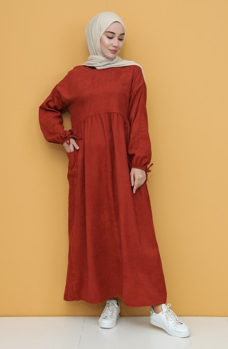 Brick Red Hijab Dress 22K8475-02