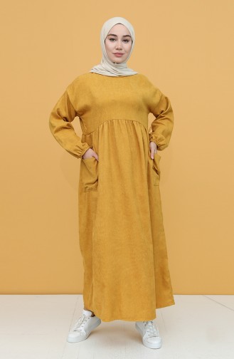 Mustard Hijab Dress 22K8475-03