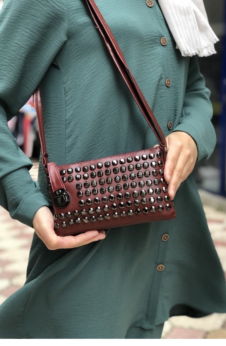 Claret Red Portfolio Clutch 001379.BORDO Sefamerve