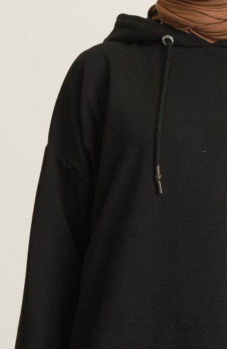 İki İplik Oversize Sweatshirt 2202-03 Siyah
