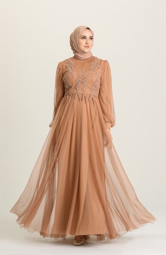 Onion Peel Hijab Evening Dress 3407-05