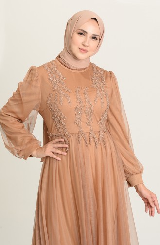 Onion Peel Hijab Evening Dress 3407-05