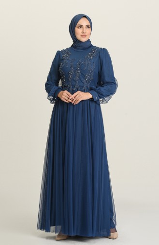 Indigo Hijab-Abendkleider 3407-08