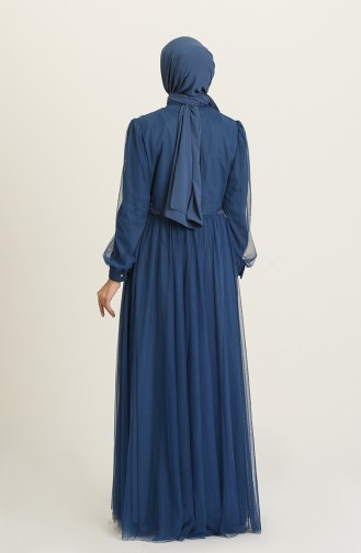 Indigo Hijab Evening Dress 3407-08