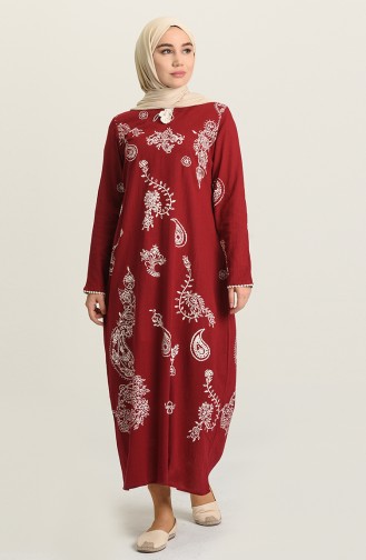 Claret Red Hijab Dress 0444-02