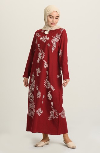 Claret Red Hijab Dress 0444-02