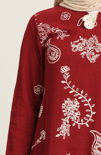 Claret Red Hijab Dress 0444-02